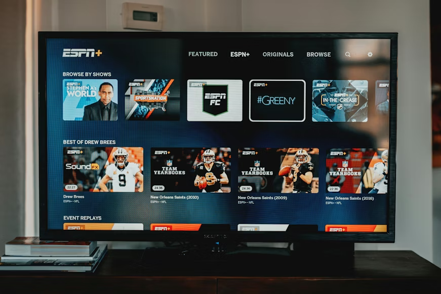 TV showing a live sports streaming app for a live TV streaming vs cable comparison.